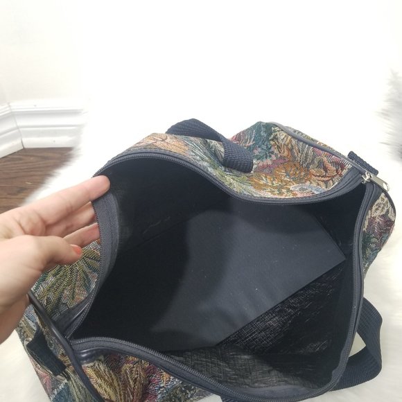 Bellissimo Vintage Palm Tropical Pattern Weekend CarryOn Retro Duffle Bag Travel - Picture 5 of 8